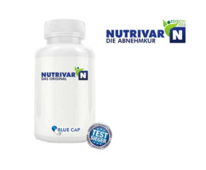 Eine große Packung Nutrivar Abnehmtabletten.